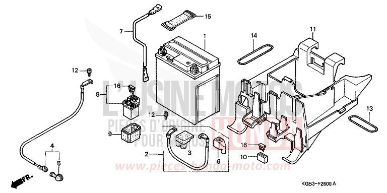 BATTERIE de Shadow VT125C FUTURE GRAY METALLIC (NH398) 2000